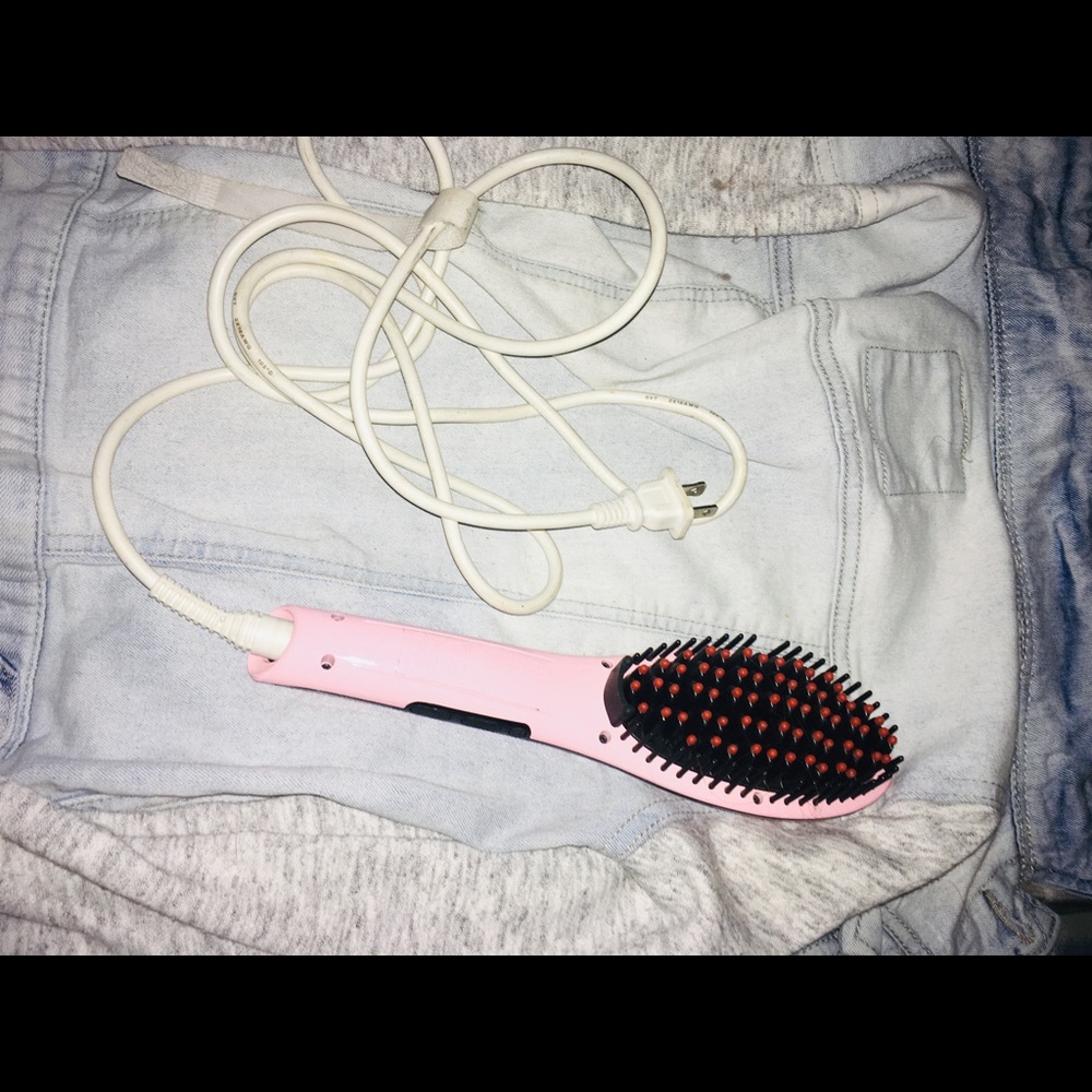Hair brush straightener
